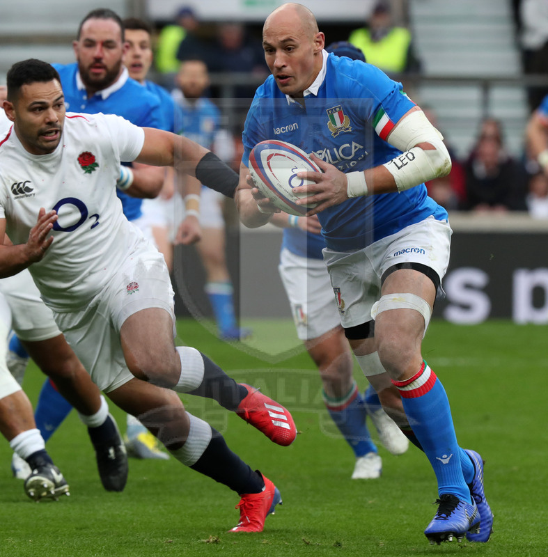 Guinness Sei Nazioni 2019, Round 4, Londra, Twickenham 09/03/2019, Inghilterra v Italia,il break di Sergio Parisse. Foto Daniele Resini/Fotosportit