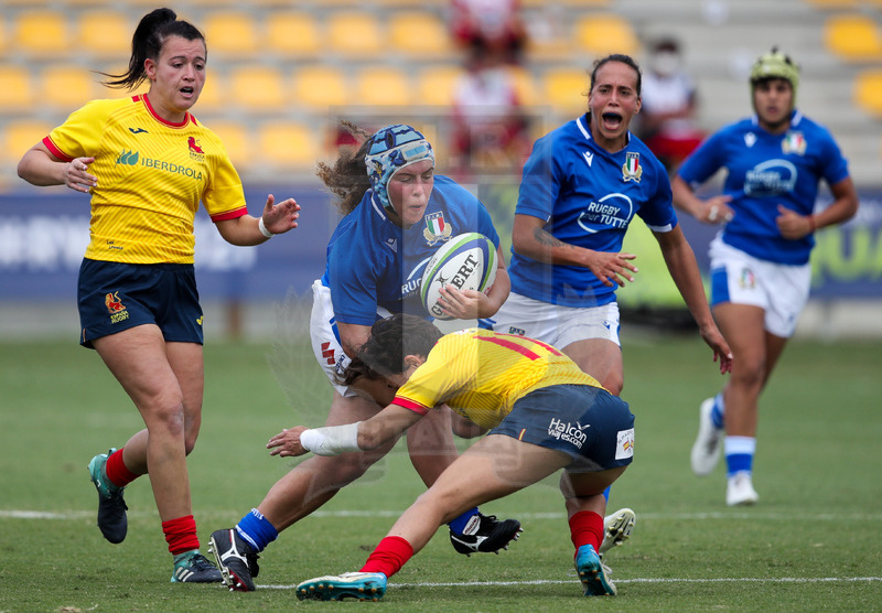 Rugby World Cup 2021 Women, Qualifier, Parma, stadio Lanfranchi 25/09/2021, Italia Donne v Spagna Donne, Gaia Maris placcata da Iera Echebaria Fernandez. Foto Roberto Bregani/Fotosportit