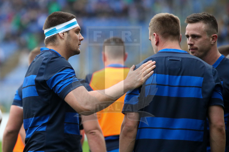 Guinness Sei Nazioni 2019, Round 5, Roma, Stadio Olimpico, 16/03/2019, Italia v Francia. David Sisi e Abraham Jurgens Steyn durante il warm-up. Foto Roberto Bregani/Fotosportit