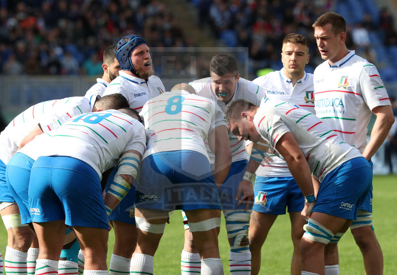 Guinness Sei Nazioni 2019, Round 5, Roma, stadio Olimpico 16/03/2019, Italia v Francia, Azzurri a consulto. Foto Daniele Resini/Fotosportit