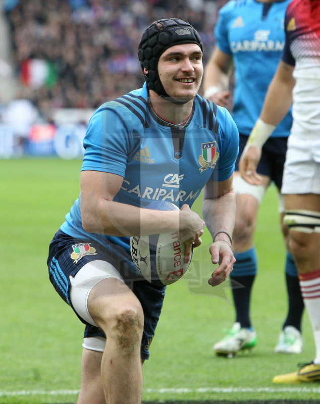 Rbs Sei Nazioni 2016, round 1, Parigi, Stade de France 06/02/2016, Francia v Italia, Carlo Canna in meta. Foto Daniele Resini/Fotosportit