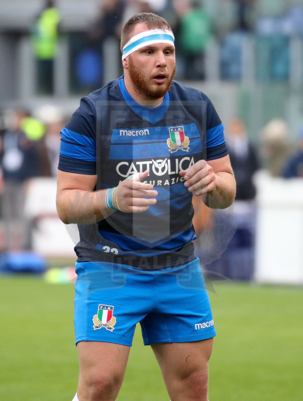 Guinness Sei Nazioni 2019, Round 5, Roma, Stadio Olimpico, 16/03/2019, Italia v Francia. Andrea Lovotti durante il warm-up. Foto Roberto Bregani/Fotosportit