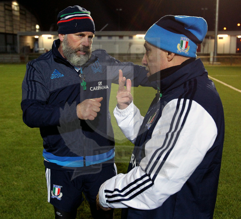 Rbs Sei Nazioni, raduno della Nazionale U20, Parma 24/01/2017, allenamento, Stephen Aboud e Alessandro Troncon.
