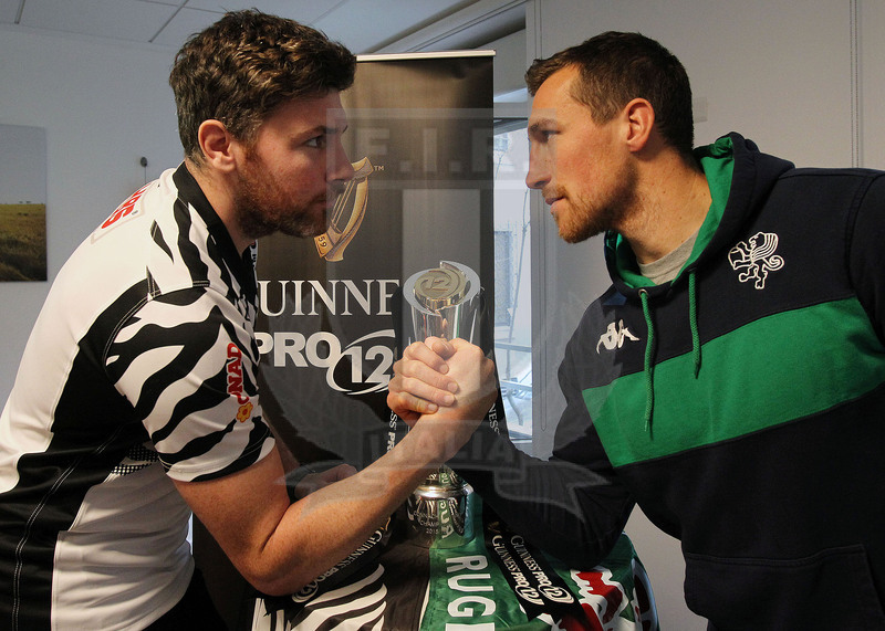Milano, 19/12/2016, presentazione del derby fra Zebre e Benetton Treviso, la sfida fra i due capitani, George Biagi e Alberto Sgarbi.