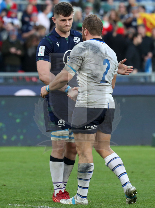 Guinness Sei Nazioni 2020, Round 3, Roma, Stadio Olimpico 22/02/2020, Italia v Scozia, il saluto delle squadre a fine match. Foto Daniele Resini/Fotosportit.