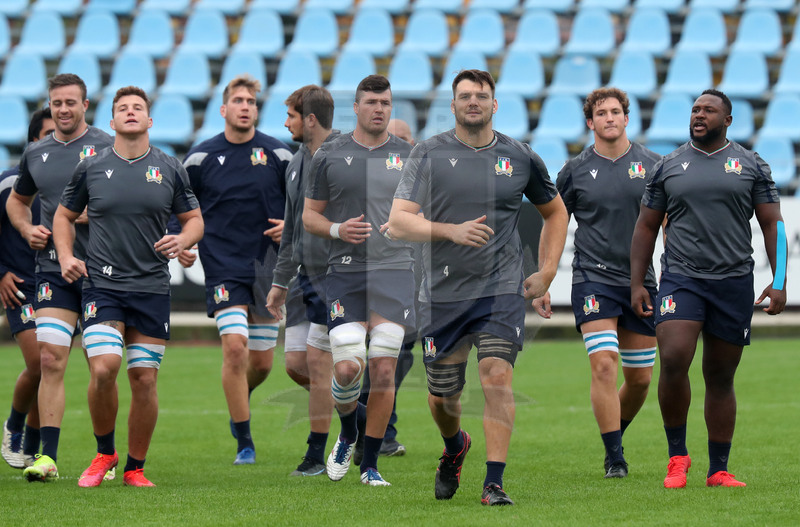 Autumn Nations Series 2021, Parma, Itallia v Uruguay, stadio Lanfranchi, team run della Nazionale Maggiore, gli avanti azzurri. Foto Daniele Resinii/Fotosportit