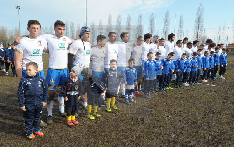 Test match U18, Badia Polesine 24/02/2018, Italia U18 v Francia U18, gli Azzurri schierati all\