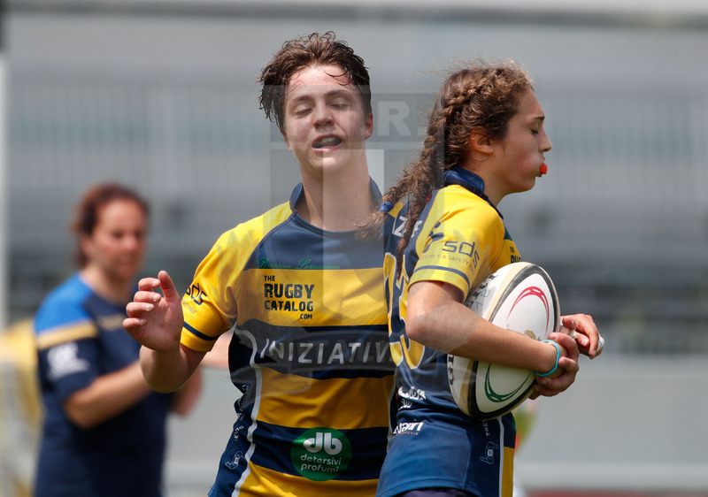 Finali Trofeo Interregionale U16 e Coppa Italia Femminile Seniores Femminile "Trofeo Rebecca Braglia", Calvisano (BS), Pata Stadium, 2-3 Giugno 2018. Le ragagge del Villorba festeggiano una meta. Foto: Roberto Bregani @ fotosportit