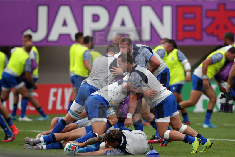 Rugby World Cup 2019 Giappone, Fukuoka, Fukuoka Hakatanomori Stadium 25/09/2019, Italia v Canada, warm up, prove di ruck. Foto Giuseppe “Pino” Fama