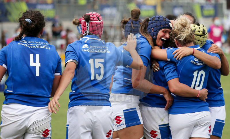 Rugby World Cup 2021 Women, Qualifier, Parma, stadio Lanfranchi 25/09/2021, Italia Donne v Spagna Donne, festa per la meta di Lucia Gai. Foto Roberto Bregani/Fotosportit