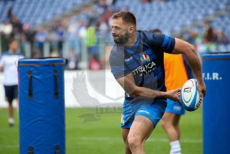 Guinness Sei Nazioni 2019, Round 5, Roma, Stadio Olimpico, 16/03/2019, Italia v Francia. Angelo Esposito durante il warm-up. Foto Roberto Bregani/Fotosportit