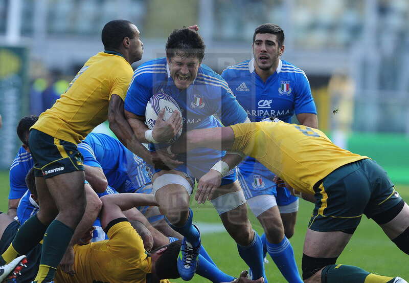 Cariparma Test Match 2013 - 09/11/2013 - Torino, Stadio Olimpico - Italia v Australia - Alessandro Zanni placcato da Ben Mowen e da Will Genia