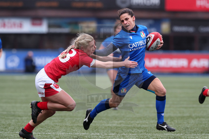 Guinness Sei Nazioni Donne 2020, Cardiff, Arms Park 02/02/2020 Galles Donne v Italia Donne, Sara Barattin respinge l\