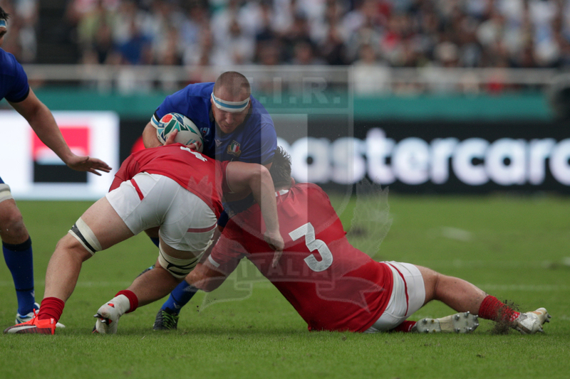 Rugby World Cup 2019 Giappone, Fukuoka, Fukuoka Hakatanomori Stadium 25/09/2019, Italia v Canada, Andrea Lovotti in percussione. Foto Giuseppe “Pino” Fama