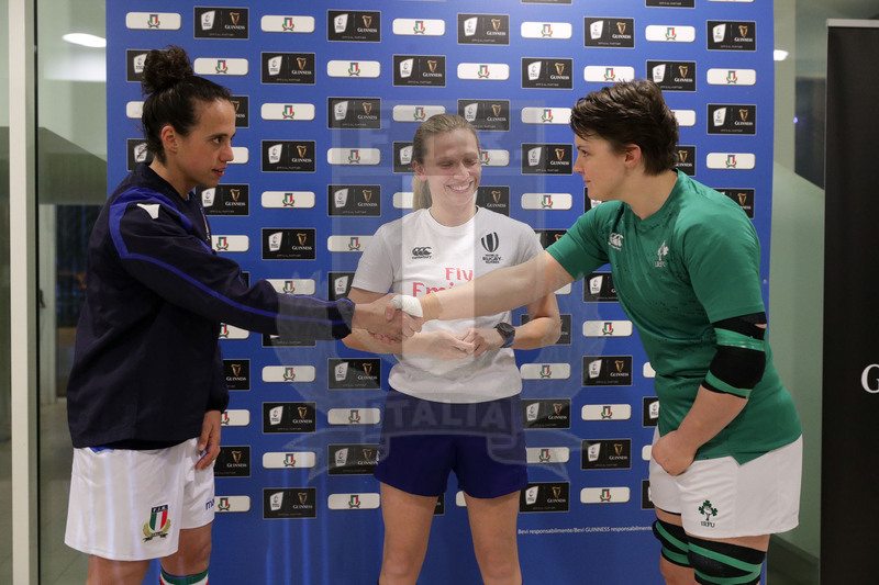 Guinness Sei Nazioni 2019 Donne, Round 3, Parma, Stadio Lanfranchi, 23/02/2019, Italia Donne v Irlanda Donne. Le fasi del sorteggio. A sinistra dell\