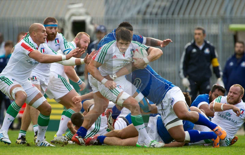 Cariparma test match 2014, Ascoli Piceno 08/11/2014, Italia v Samoa, Alessandro Zanni con gli avanti in sostegno.