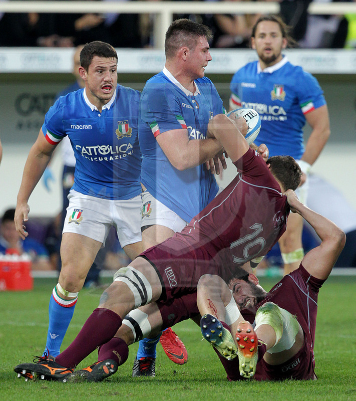 Cattolica Test Match 2018, Firenze, stadio Artemio Franchi 10/11/2018, Italia v Gorgia, Jake Polledri forza un placcaggio. Foto Daniele Resini/Fotosportit