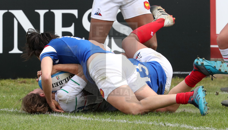 Guinness Sei Nazioni 2019 Donne, Padova, stadio Plebiscito 17/03/2017, Italia Donne v Francia Donne, la meta in due tempi di Sofia Stefan. Foto Daniele Resini/Fotosportit