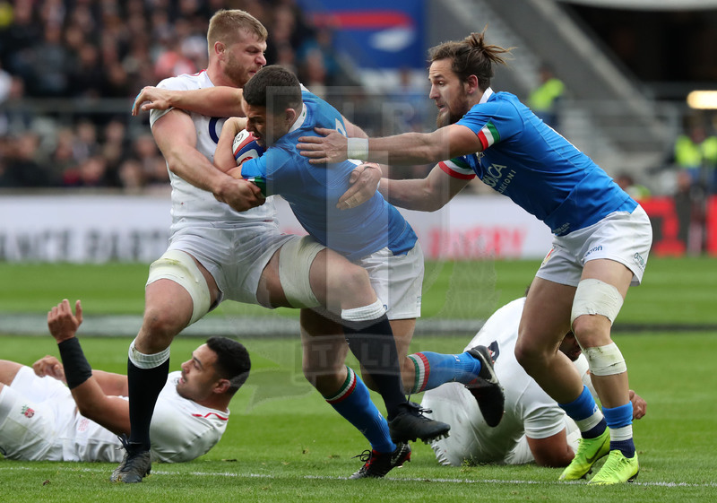 Guinness Sei Nazioni 2019, Round 4, Londra, Twickenham 09/03/2019, Inghilterra v Italia,il break di Luca Morisi. Foto Daniele Resini/Fotosportit