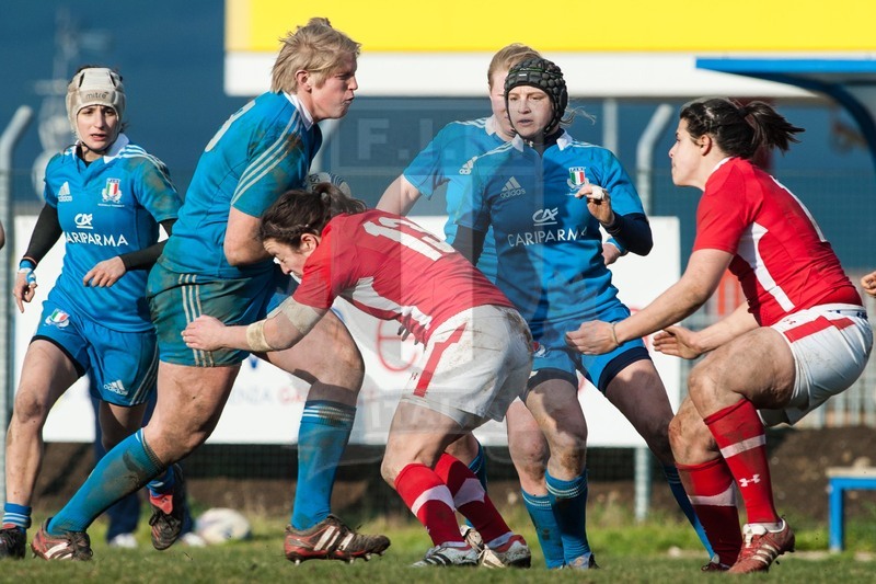 RBS 6 Nazioni Femminile 2013, Benevento, Campo Pace Vecchia, 24-02-2013, Italia v Galles. Flavia Severin in percussione.