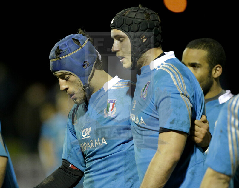 RBS 6 Nazioni 2013 Under 20, Galashiel, 8-02-2013, Scozia U20 v Italia U20. Trotta con Andreotti. In secondo piano Mbandà