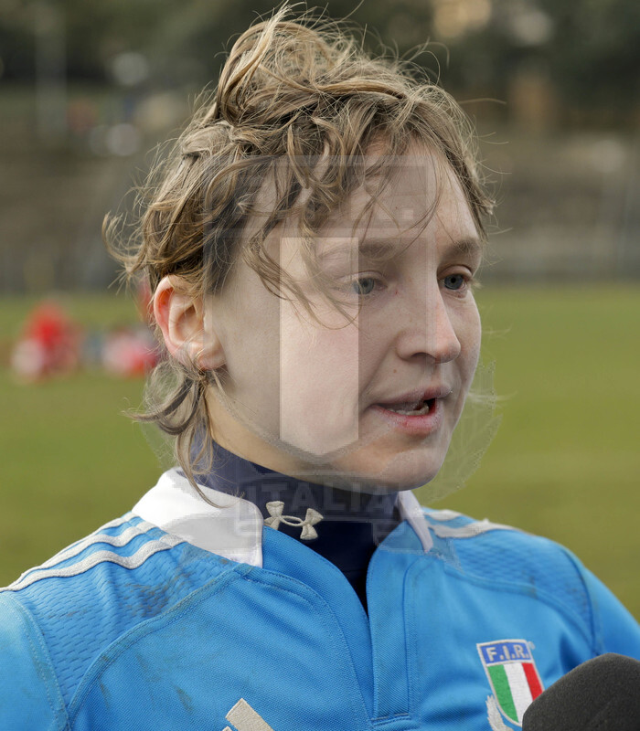 RBS 6 Nazioni Femminile 2013, Benevento, Campo Pace Vecchia, 24-02-2013, Italia v Galles. Paola Zangirolami intervistata a fine partita