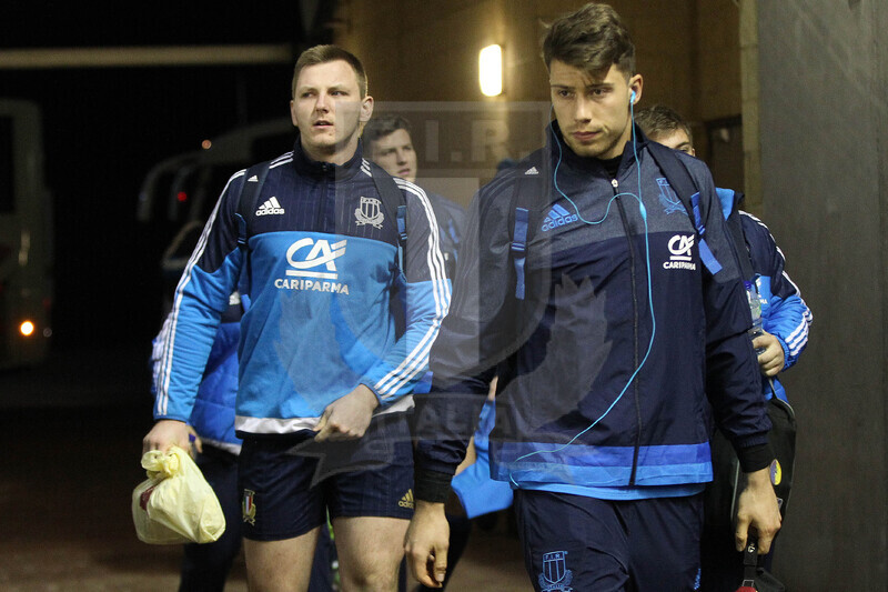 RBS Sei Nazioni 2017, Darlington, Northern Echo Arena 24/02/2017, Inghilterra U20 v Italia U20, l’arrivo della squadra italiana, Masselli e Venditti.