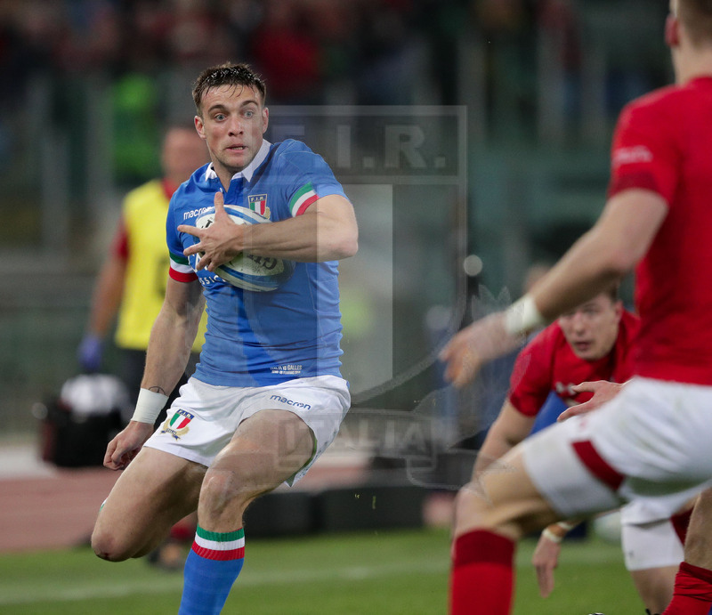 Guinness Sei Nazioni 2016, Round 2, Roma, Stadio Olimpico, 9/02/2019, Italia v Galles. Edoardo Padovani finta. Foto Roberto Bregani/Fotosportit