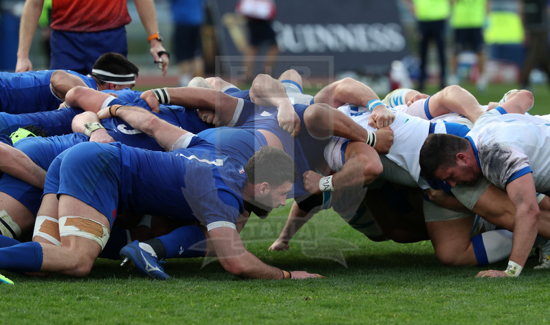 Guinness Sei Nazioni 2021, Round 1, Roma, stadio Olimpico 06/02/2021, Italia v Francia, mischie a confronto. Foto Daniele Resini/Fotosportit,
