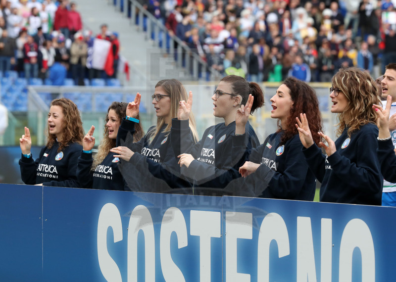 Guinness Sei Nazioni 2019, Round 5, Roma, stadio Olimpico 16/03/2019, Italia v Francia, la cerimonia degli Inni. Foto Daniele Resini/Fotosportit