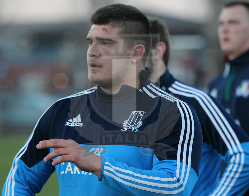 Rbs Sei Nazioni, raduno della Nazionale U20, Parma 24/01/2017, allenamento,il capitano Marco Riccioni.