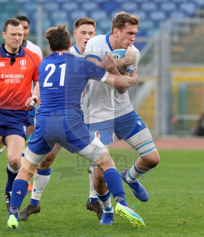 Guinness Sei Nazioni 2021, Round 1, Roma, stadio Olimpico 06/02/2021, Italia v Francia, Federico Ruzza difende palla. Foto Daniele Resini/Fotosportit