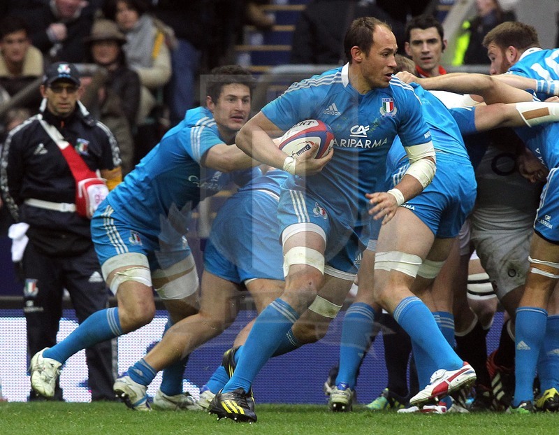 Sei Nazioni 2013, Twickenham 10/03/2013, Inghilterra v Italia, Sergio Parisse con Zanni in sostegno