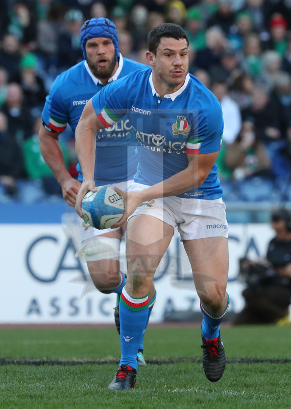 Guinness Sei Nazioni 2019, Round 3, Roma, stadio Olimpico 24/02/2019, Italia v Irlanda, Luca Morisi con Dean Budd in sostegno. Foto Daniele Resini/Fotosportit