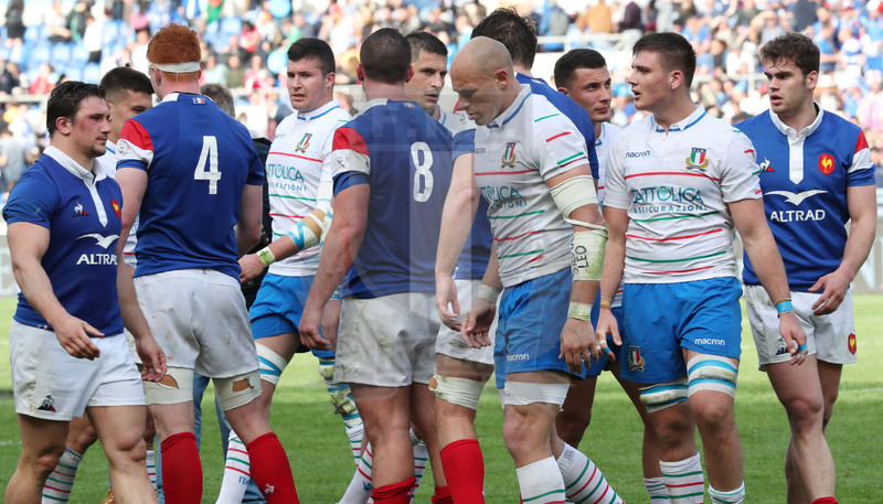 Guinness Sei Nazioni 2019, Round 5, Roma, stadio Olimpico 16/03/2019, Italia v Francia, il saluto finale fra le squadre. Foto Daniele Resini/Fotosportit