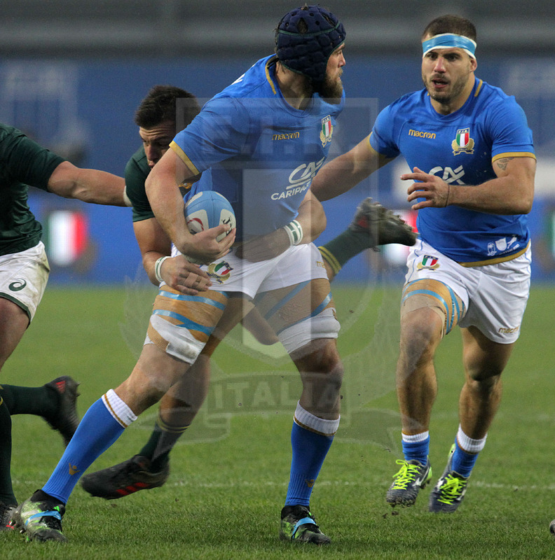 Cariparma Crédit Agricole Test match 2017, Padova, stadio Euganeo 25/11/2017, Italia v Sudafrica, Dean Budd con il sostegno di Castello. Foto Daniele Resini/ Fotosportit