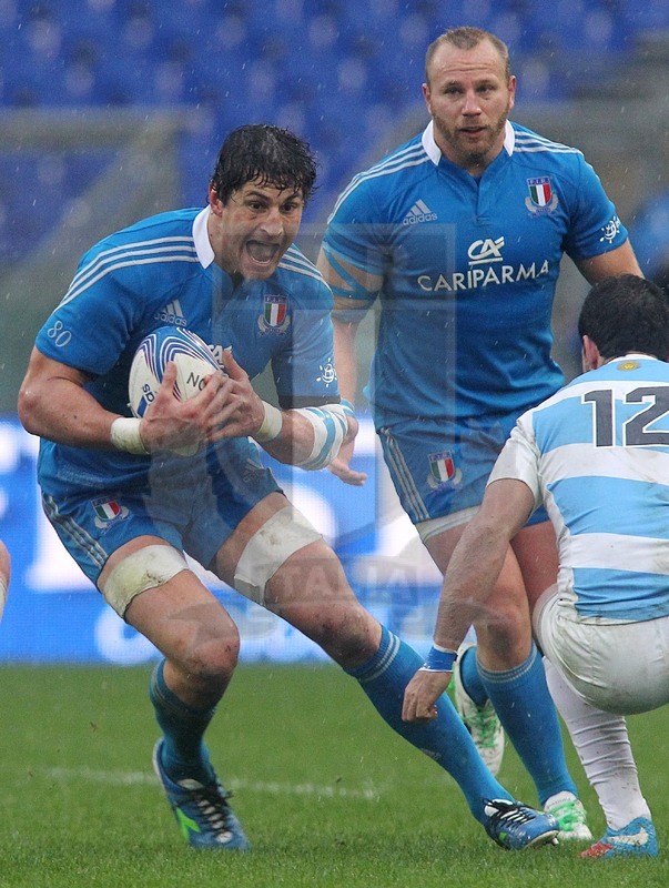 Cariparma test match 2013, Roma 23/11/2013, Italia v Argentina, Alessandro Zanni con Ghiraldini in sostegno. Foto Daniele Resini/Fotosportit