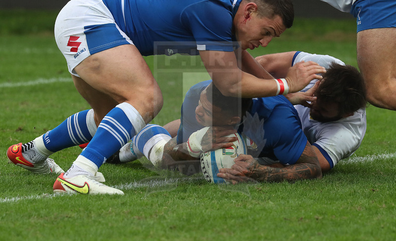 Autumn Nations Series 2021, Parma, stadio Lanfranchi 20/11/2021, Itallia v Uruguay, la meta, annullata, di Monty Ioane. Foto Daniele Resini/Fotosportit