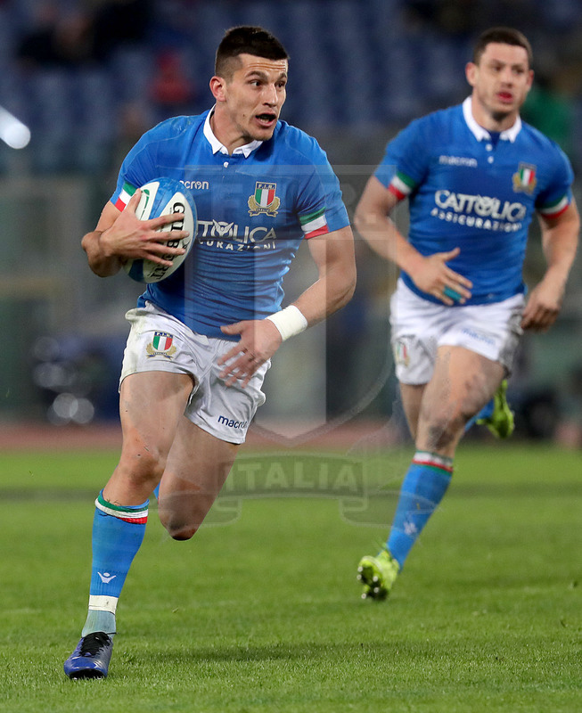Guinness Sei Nazioni 2019, Round 2, Roma, Stadio Olimpico 09/02/2019, Italia v Galles, Tommaso Allan con Luca Morisi. Foto Daniele Resini/Fotosportit