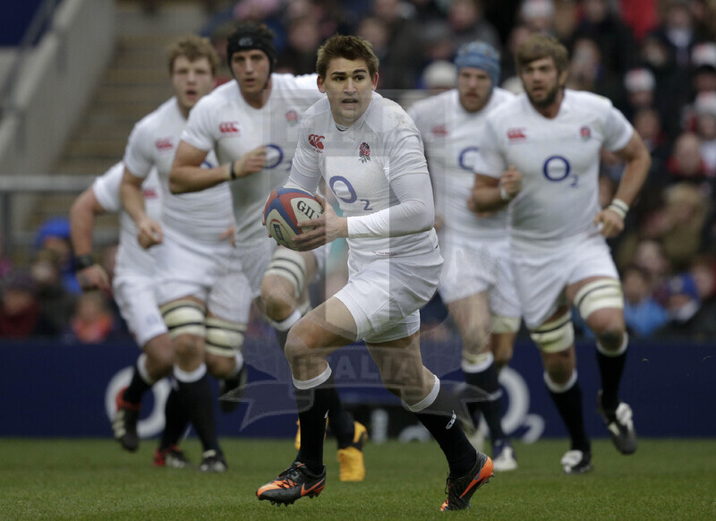 RBS 6 Nazioni 2013, Londra, Twickenham Stadium, 10-03-2013, Inghilterra v Italia.Toby Flood guida una carica degli inglesi