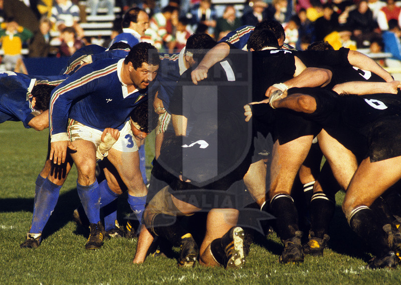 Rugby World Cup 1987, Pool 3, Auckland, Eden Park 22/05/1987, Nuova Zelanda v Italia, Tito Lupini in prima linea. Foto Daniele Resini/Fotosportit