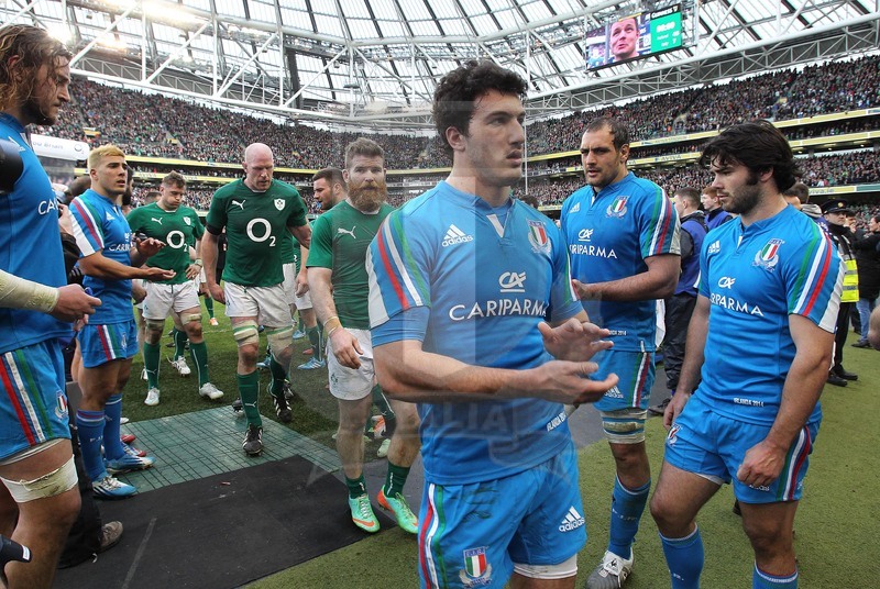 Rbs Sei Nazioni 2014, Dublino, Aviva Stadium, 08/03/2014, Irlanda v Italia, Leonardo Sarto nel corridoio azzurro. Foto Daniele Resini/Fotosportit