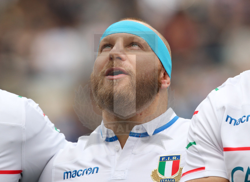 Guinness Sei Nazioni 2019, Round 5, Roma, Stadio Olimpico, 16/03/2019, Italia v Francia. Leonardo Ghiraldini durante la cerimonia degli inni. Foto Roberto Bregani/Fotosportit