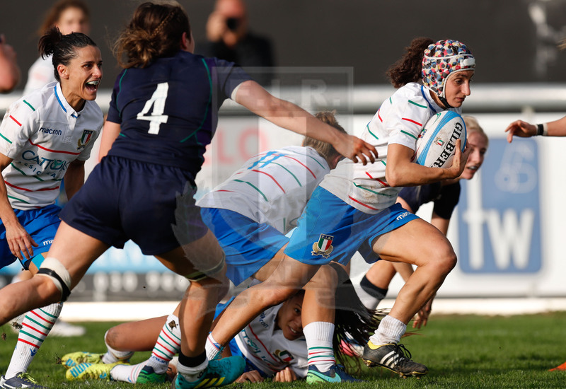 Test Match Donne Novembre 2018, Calvisano (BS), Pata Stadium, 4-11-2018, Italia Femminile v Scozia Femminile. Michela Sillari lanciata in meta. Foto: Roberto Bregani/Fotosportit