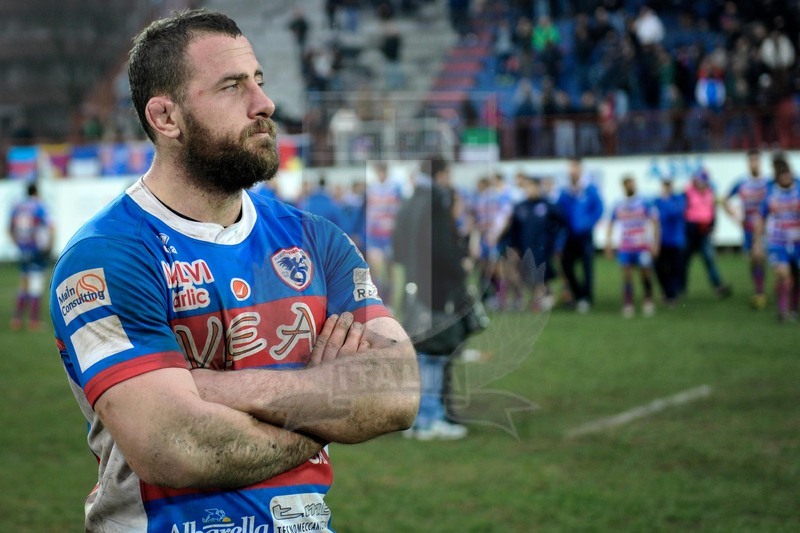 Finale Trofeo Eccellenza, Rovigo, stadio Battaglini 8-02-2014, Rovigo v FiammeOro. La delusione di capitan Mahoney