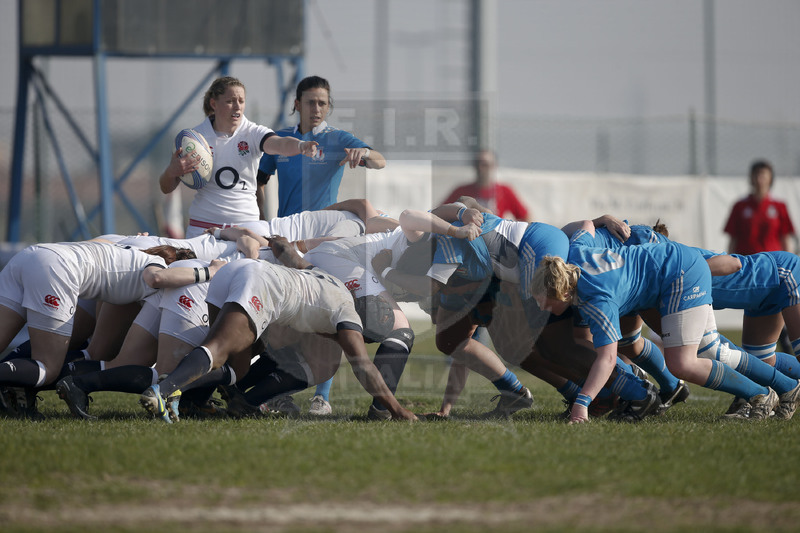 RBS 6 Nazioni Femminile 2014, Rovato (BS), Stadio Giulio e Silvio Pagani, 16-03-2014, Italia v Inghilterra. Mischia chiusa. Foto: Roberto Bregani