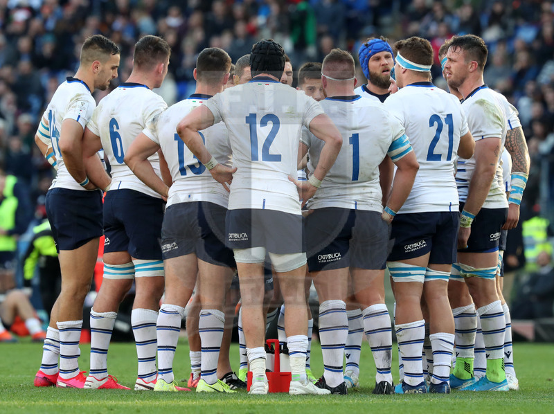 Guinness Sei Nazioni 2020, Round 3, Roma, Stadio Olimpico 22/02/2020, Italia v Scozia, il cerchio degli Azzurri. Foto Daniele Resini/Fotosportit.