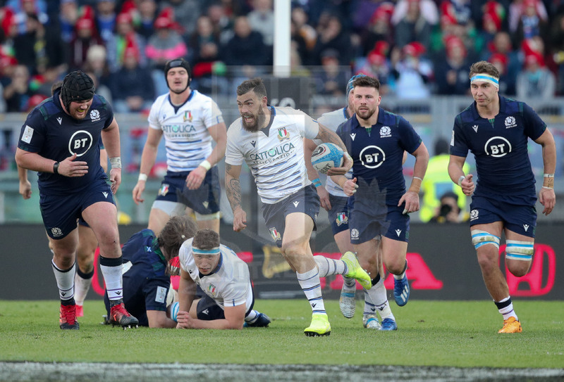 Guinness Sei Nazioni 2020, Round 3, Roma, Stadio Olimpico, 22/02/2020, Italia v Scozia. Jayden Hayward corre nello spazio. Foto Roberto Bregani/Fotosportit