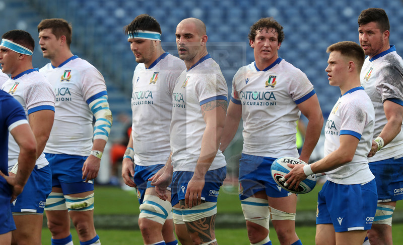 Guinness Sei Nazioni 2021, Round 1, Roma, stadio Olimpico 06/02/2021, Italia v Francia, Stephen Varney e gli avanti azzurri. Foto Daniele Resini/Fotosportit