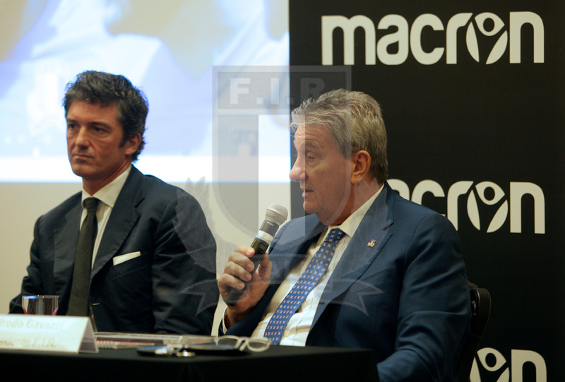 Milano, presentazione del nuovo sponsor tecnico Fir, Milano, NHOW Hotel 03/07/2017, il Presidente federale Alfredo Gavazzi e Gianluca Pavanello, ad di Macron. Foto Daniele Resini/Fotosportit